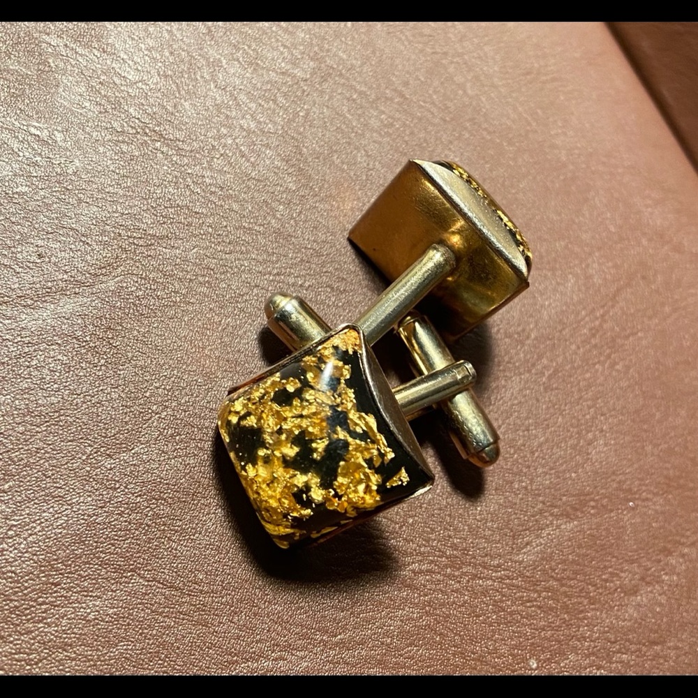 Vintage Square Gold & Black Cufflinks